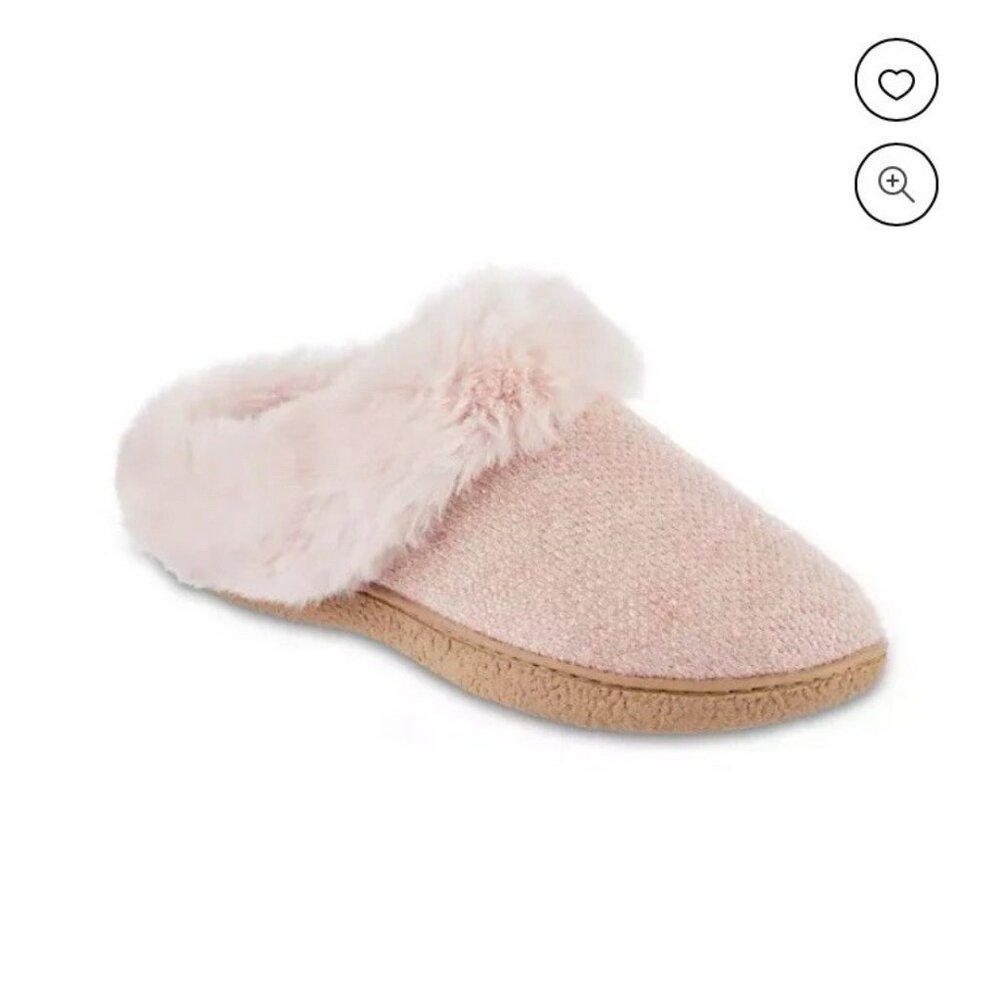 Isotoner Women's Slippers XL 9.5-10 Memory Foam indoor Comfort Pink Evening sand